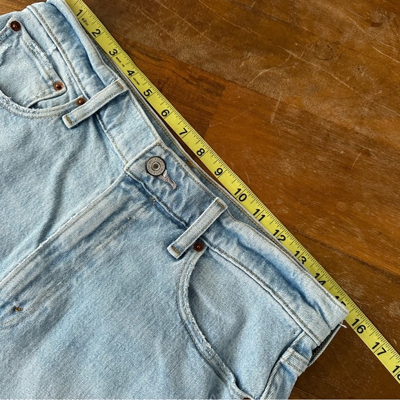 Abercrombie & Fitch high rise Mom Short Distressed Light Blue Denim 29/8 4” - Picture 3 of 8